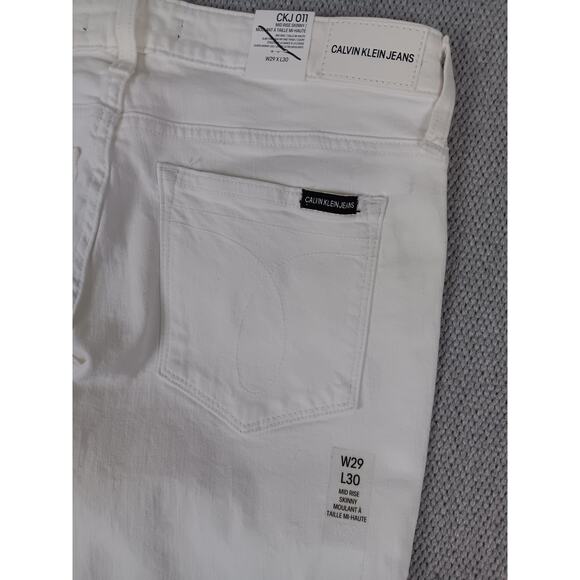 Calvin Klein Jeans Womens 29X30 Miami White Mid Rise Skinny Casual Beach - Picture 11 of 15